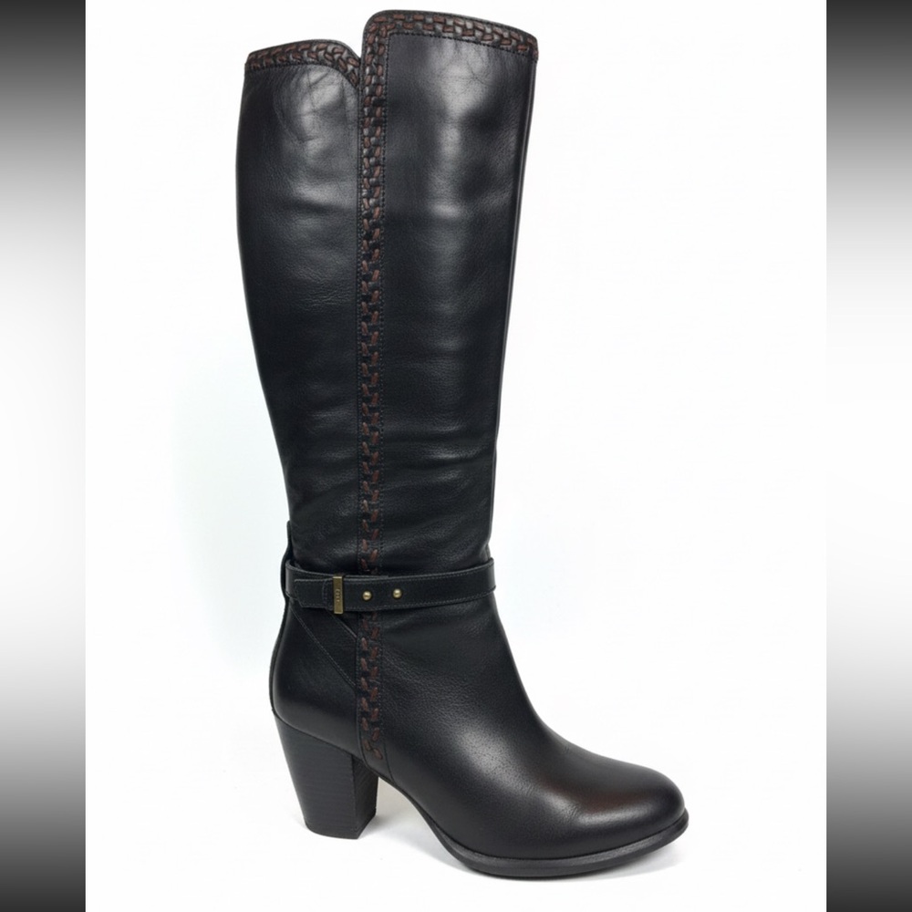UGG Claudine Black Leather Knee High Boots size 9